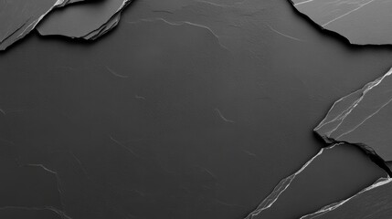 Black and white scratch texture overlay with layered slate-like elements creating depth and visual intrigue