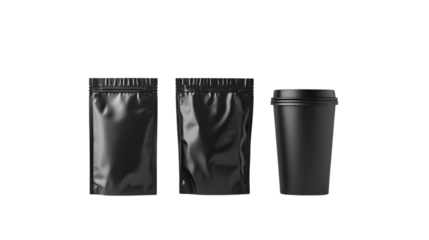 Professional Black Coffee Bag Mockup on White Background for Coffee Packaging Design