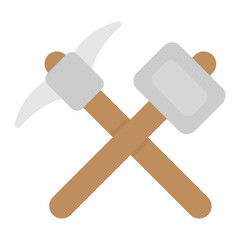 Pickaxe and Hammer icon vector image. Can be used for Mining And Crafting.