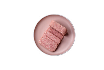 Canned ham, meat, pork, with spices and salt
