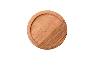 Empty wooden cutting board on a monochrome brown background