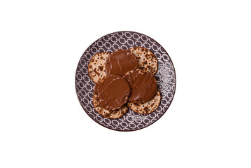 Matzah with chocolate paste for the Jewish holiday of passover
