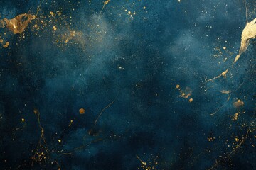 Obraz premium Elegant blend of deep teal watercolor with shimmering gold accents background