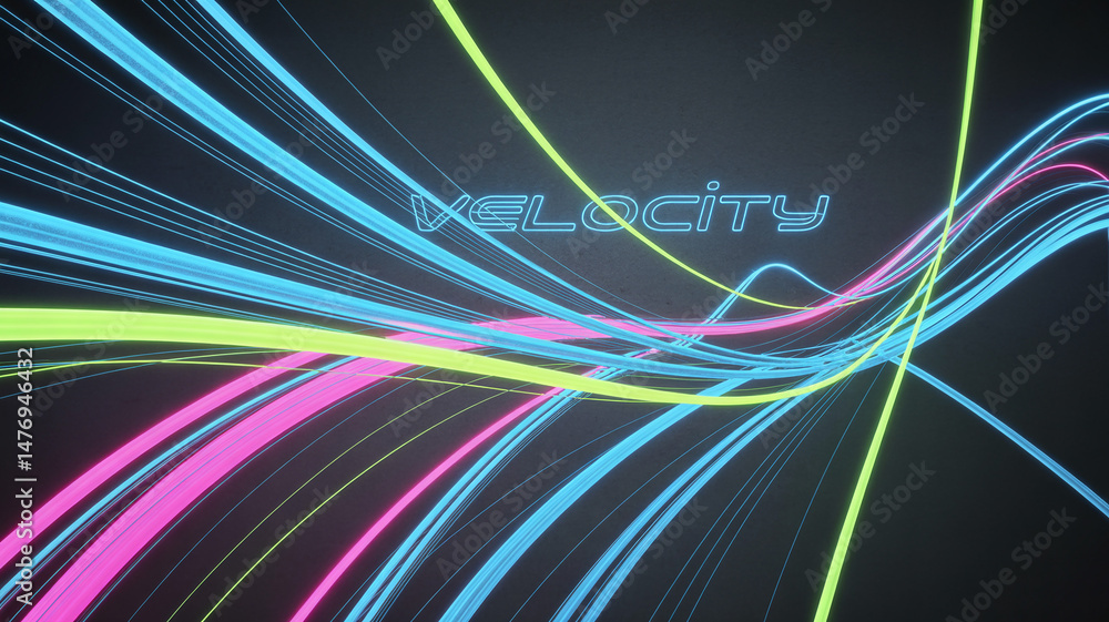 Poster neon fiber optic lines abstract texture background representing speed and technology