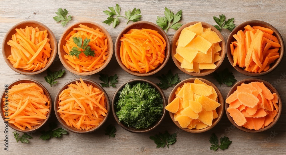 Aufkleber freshly cut carrots are available in multiple forms for culinary applications