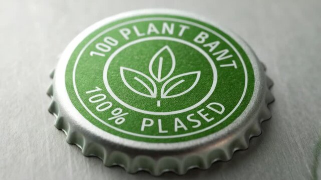 WFPB Diet Concept ,Eco Friendly Green Bottle Cap 100% Plant Based Design Promoting Sustainable Beverage Solutions