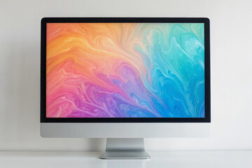 Fototapeta premium Beautiful abstraction of liquid paints in slow blending flow mixing together gently