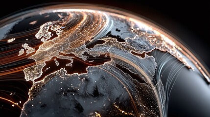 Digital illustration planet earth with digital data streams in metaverse. Tech concept, future tech, social network, global communication, information sharing, innovation, worldwide network, digital