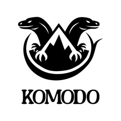 Naklejka premium Komodo Lizard Crest Logo Design