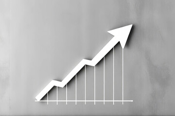 The histogram with the white arrow pointing upwards reflects the growth of the business.
