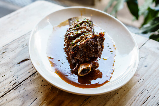 Grilled Irish black angus rib with demi glace, Sant Cugat del Vall&egrave;s, (Vall&egrave;s Occidental), Catalonia, Spain