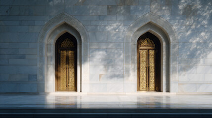 Fototapeta premium Oman, Middle East, --5 Architectural details of the Sultan Qaboos Grand Mosque, the largest mosque in Oman completed in 