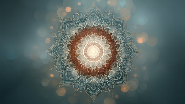 Exotic Mandal Flower with Intricate Bodings - Botanical Nature Background