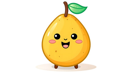 Adorable Cartoon Vector Illustration of a Cute and Happy Pear Fruit Character