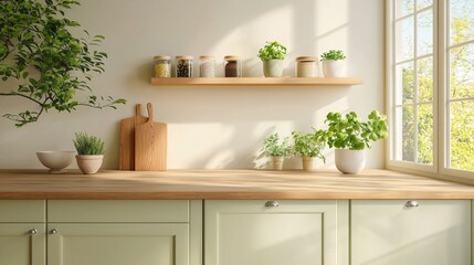 Embrace minimalism with a fresh green kitchen in Scandi style. 