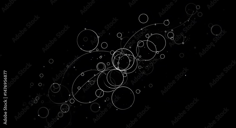 Poster abstract black and white circular design elegant minimalist background with interconnected bubbles a