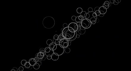Fototapeta premium Abstract Background with Floating Circles A Seamless Pattern of White Rings on Black
