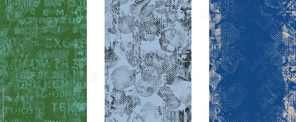Poster Glitch distorted geometric shape . Noise destroyed logo . Trendy defect error shapes . Glitched frame .Grunge textured . Distressed effect .Vector shapes with a halftone dots screen print texture.