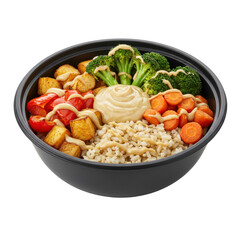 Fototapeta premium Colorful bowl of healthy food featuring rice, vegetables, and sauce
