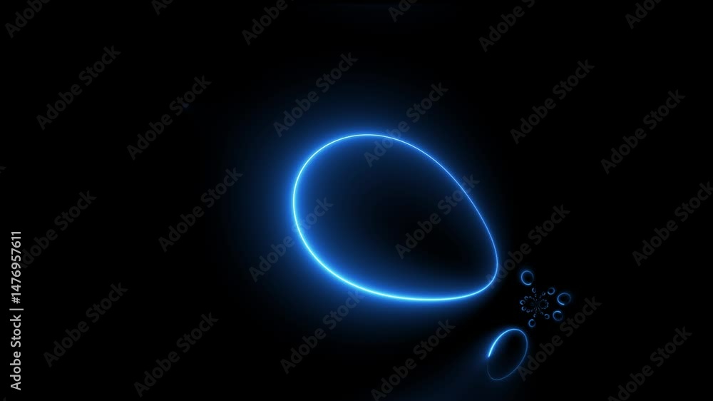 Poster cyan circle glow border, alpha channel, seamless loop, abstract glowing neon line cyan color circula