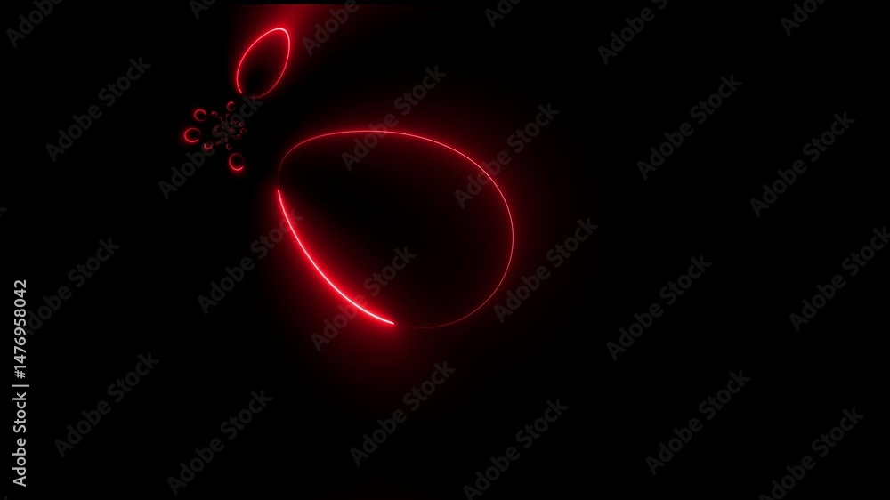 Poster cyan circle glow border, alpha channel, seamless loop, abstract glowing neon line cyan color circula