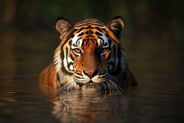 Obraz premium Tiger portrait in dark forest