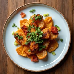 Crispy Roasted Potatoes with Herb Garnish
