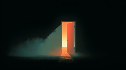 Mysterious Dark Door with Smoke - Atmospheric Image