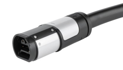 EV cable for electric car isolated on solid white background