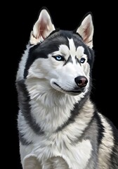 Fototapeta premium Majestic Siberian Husky Dog Portrait, Blue Eyes