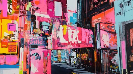 Fototapeta premium Urban street scene colorful exterior