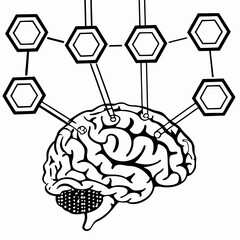 Processor chip  brain cloud  Ai  Minimal Vector Art