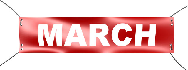 March word on red banner