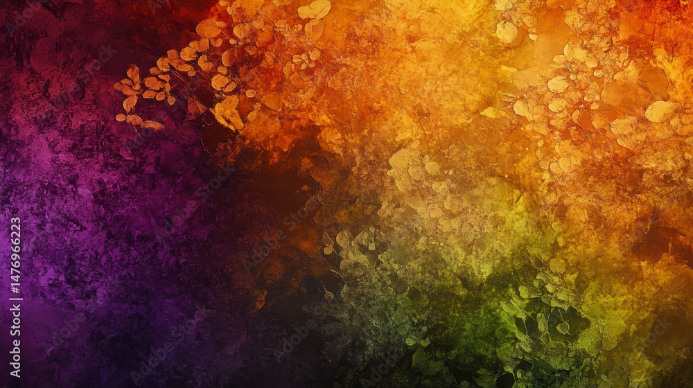 Poster Abstract autumnal color gradient background with textured paint.
