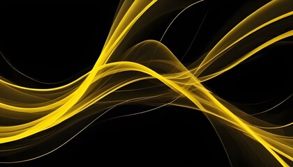Mesmerizing abstract art featuring flowing golden lines against a deep black background.