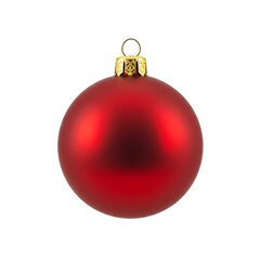 Red Christmas bauble with gold cap on white background