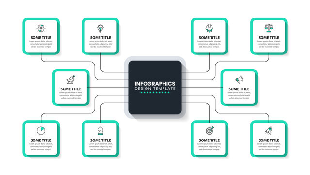 Infographic template. Square with 10 connected steps