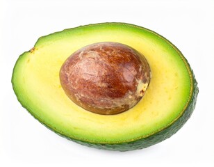 Avocado with Seed Cavity on Isolated White Background