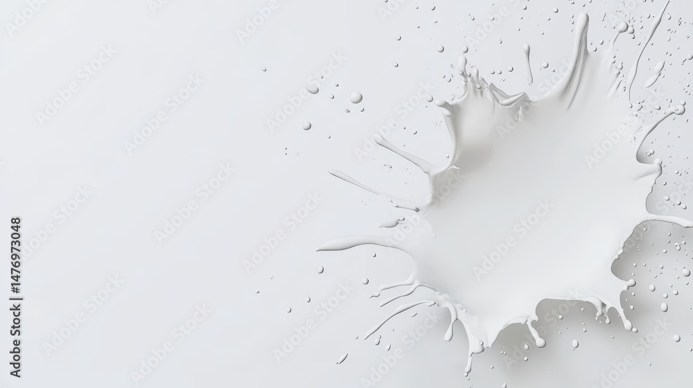 Poster splash of white paint on clean surface creating artistic abstract pattern for background use