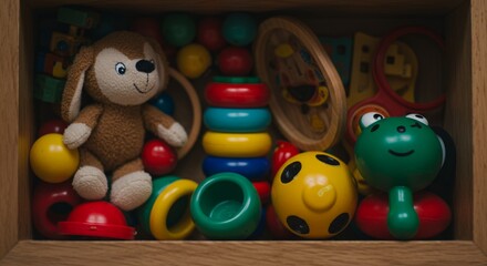 Toy Box with Plush and Stacking Toys
