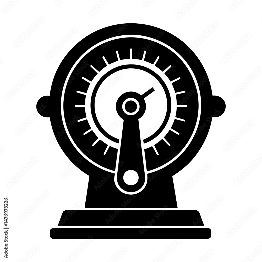 Aufkleber illustration of a vintage engine order telegraph with a lever and circular dial display device showi