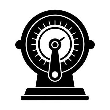 Illustration of a vintage engine order telegraph with a lever and circular dial display device showing