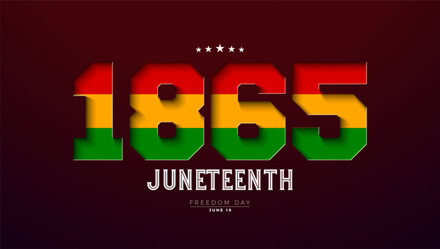 Juneteenth Freedom Day Design. African American June 19 Independence Day. Annual American Emancipation Holiday Vector Illustration with Colorful 1865 Typography Lettering on Brown Background for