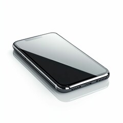Sleek black smartphone on white background