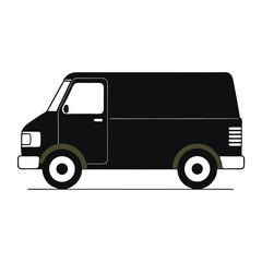 Black Delivery Van Illustration