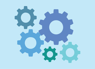 Simple Industrial Gears Illustration Interlocking Cogwheels Vector Graphic