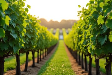 Full Blossom Grape Vineyard View