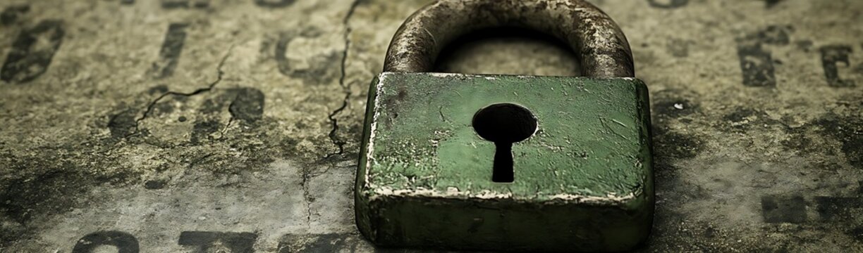 Old padlock on grunge background. Security concept