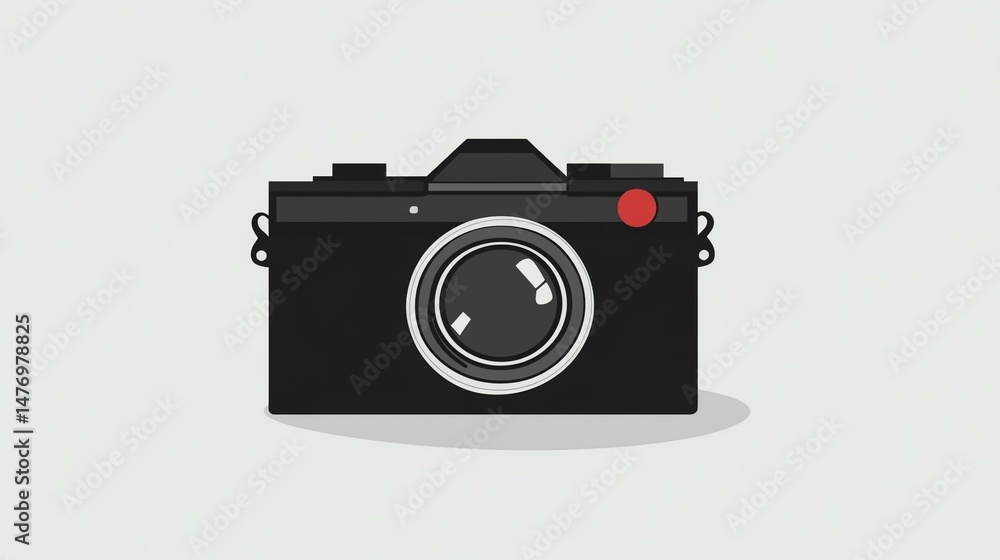Poster a camera icon features a shadow cast upon its lens. the image depicts a camera with a subtle shadow 