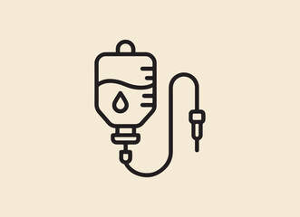 Simple IV Drip Bag Icon Medical Vector Illustration